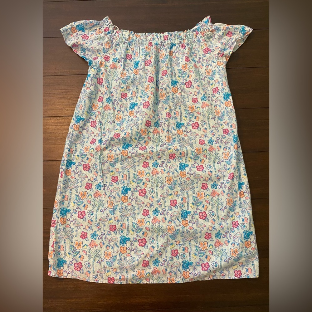 Womens Vineyard Vines Floral Flamingo Flock Off Shoulder Mini Dress Size Small